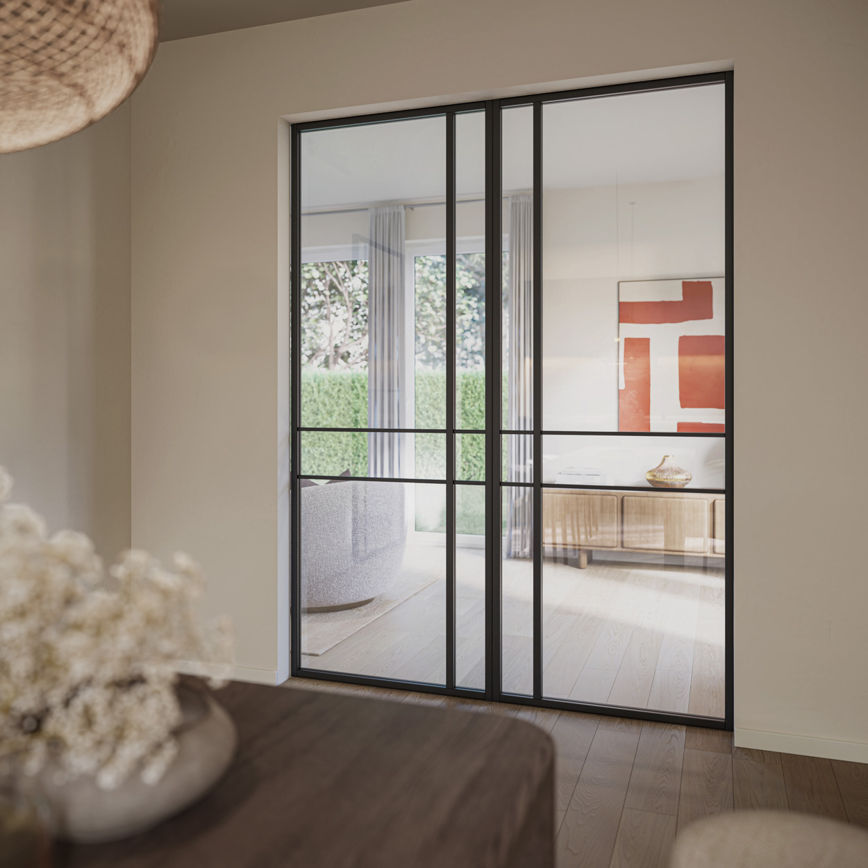 Binnendeur Skantrae SSL XS 14905 Blank Glas Zwart Gelakt